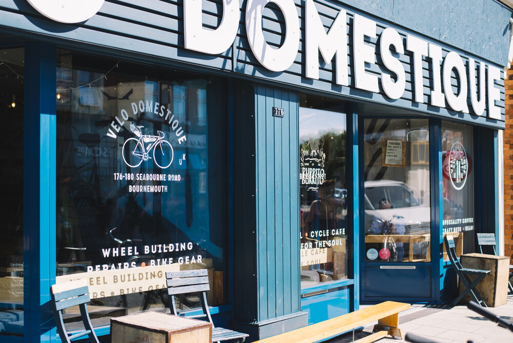 Storefront of Velo Domestique coffee shop in Southbourne 